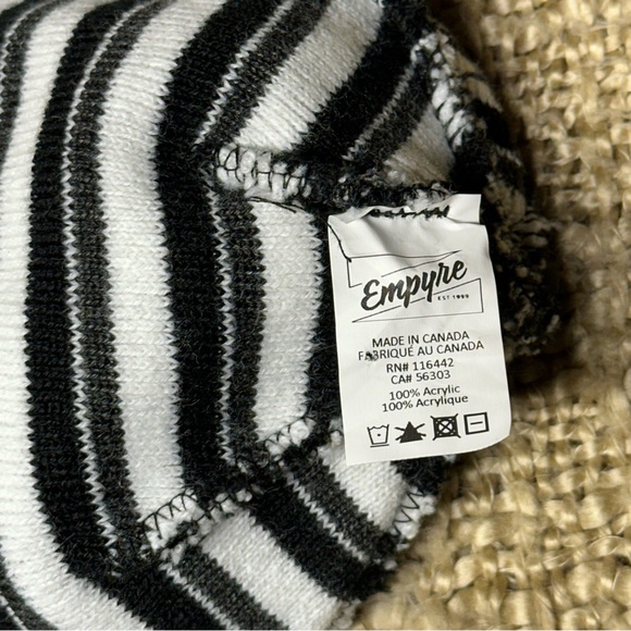 EMPYRE Black & White Striped Knit Hat - Picture 4 of 7